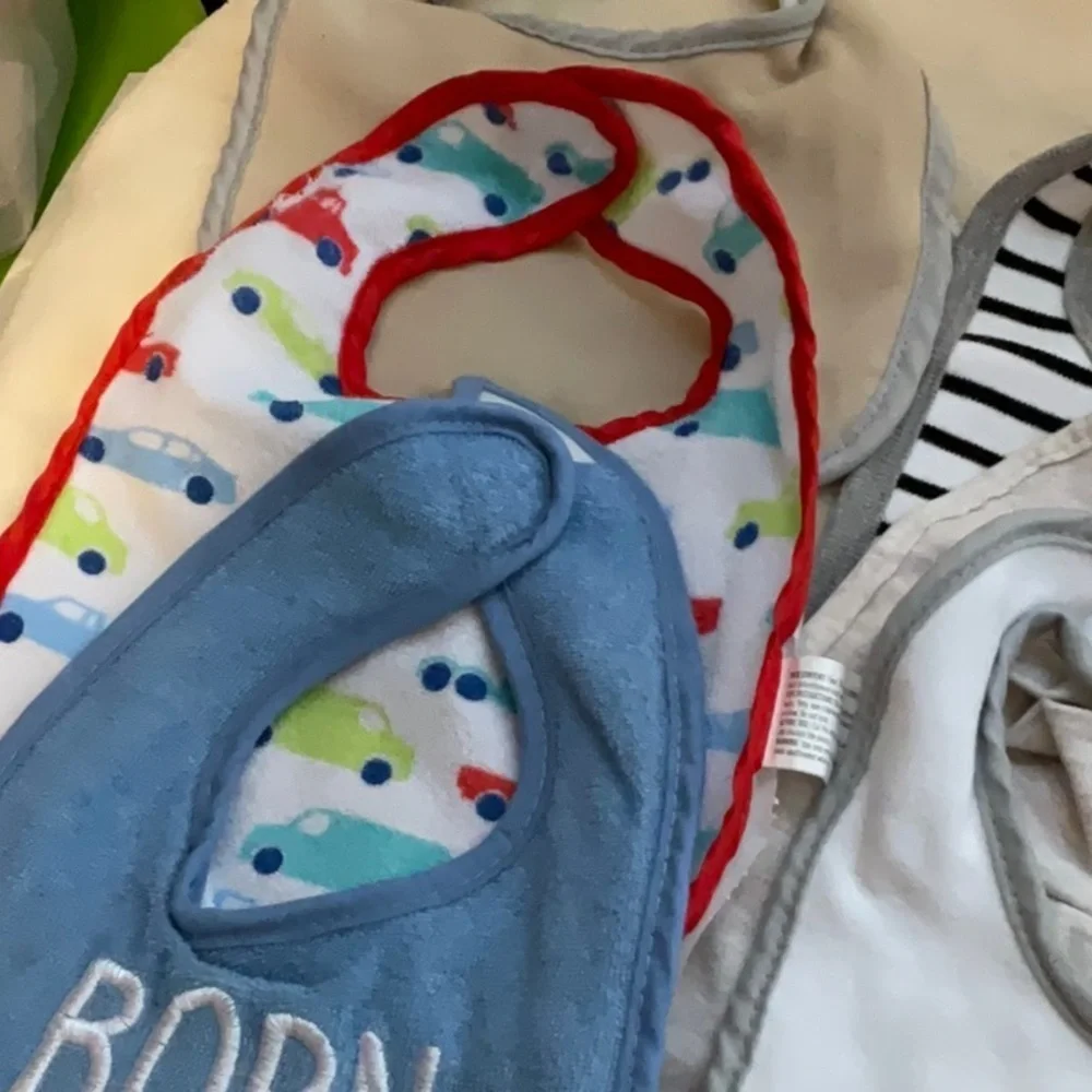 Colorful Baby Bib Set - Blue, Green, Gray